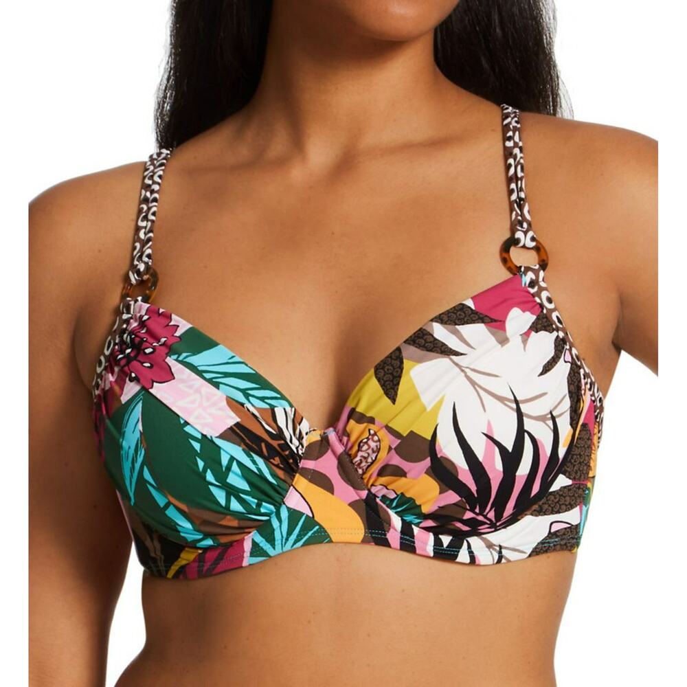 Bleu by Rod Beattie Run Wild Over-the-Shoulder Underwire Swim Bikini Top Sz 34D